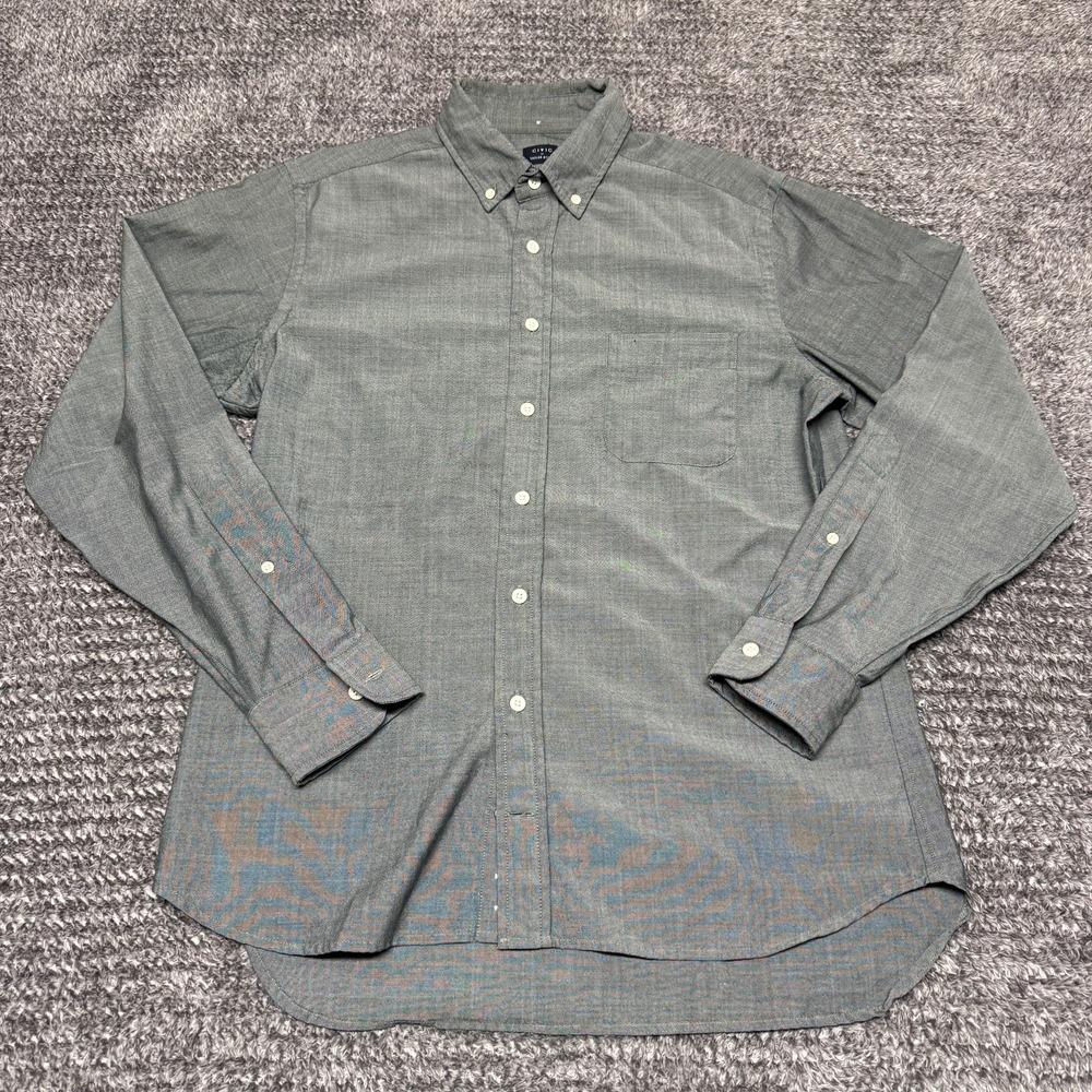 Taylor Stitch Mens Button Up Shirt Size 42 L Charcoal Gray Long Sleeve Button